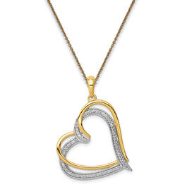 Diamond Classics&#40;tm&#41; Two-Tone Double Heart Pendant Necklace