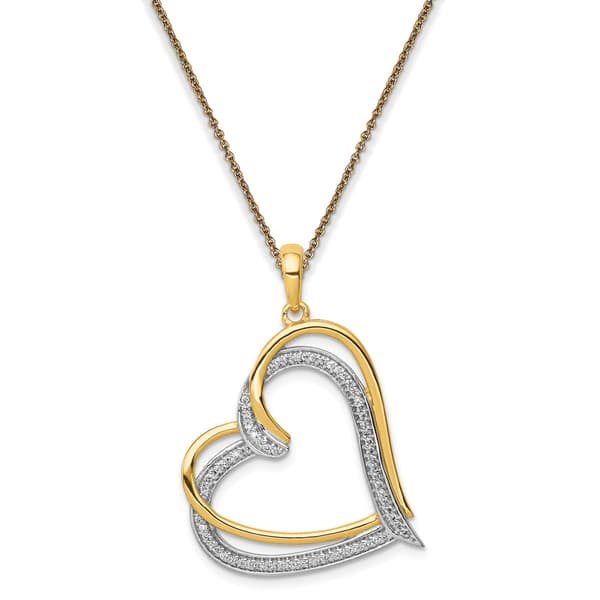Diamond Classics(tm) Two-Tone Double Heart Pendant Necklace - image 