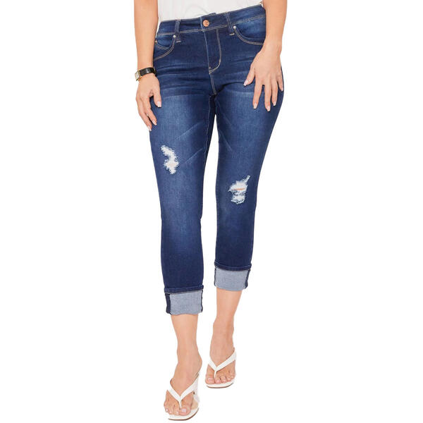 Petite Royalty Wanna Betta Butt Cuffed Distressed Ankle Jeans - image 