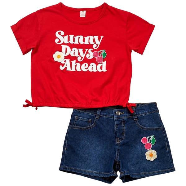 Girls (7-16) Sweet Butterfly(R) Sunny Days Ahead Tee w/ Shorts