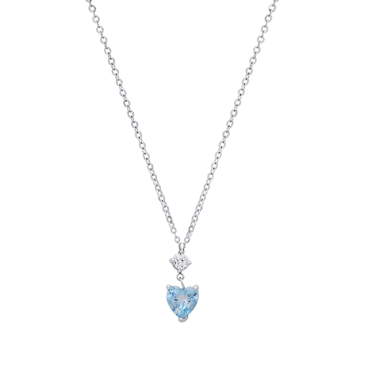 Saffron 1ctw. Heart Cut Aqua Moissanite Diamond Pendant Necklace