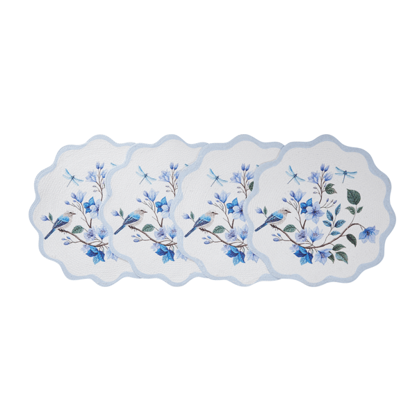 Avanti Bluebird Woven Braided Round Placemats - Set of 4