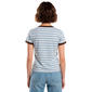 Juniors Pink Rose Striped Ringer Tee - Blue - image 3