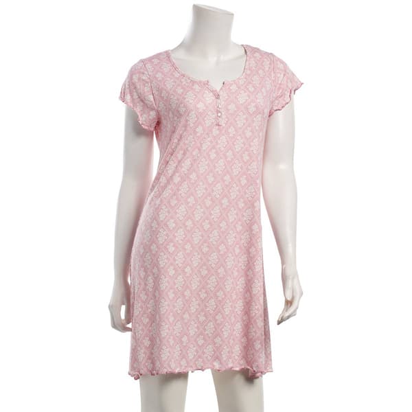 Womens Laura Ashley Floral Diamond Henley Nightshirt