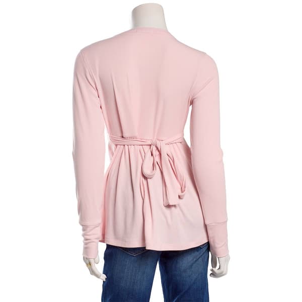 Juniors No Comment Ribbed Surplice Babydoll Top w/ Tie Back-Lilac