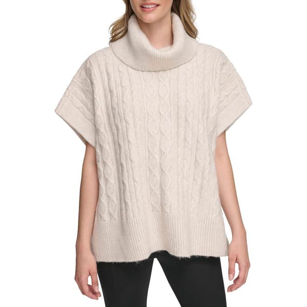 Womens Calvin Klein Cable Poncho Cowl Neck Sweater