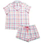 Juniors Pillow Talk Short Sleeve Plaid Short Pajama Set - image 2