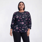 Plus Size Bonnie 3/4 Sleeve Fall Floral Leaves Hacci Sweater - image 1