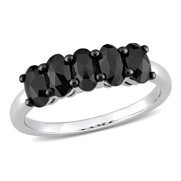 Radiant Rainbow(tm) Black Diamond Semi-Eternity Ring - image 