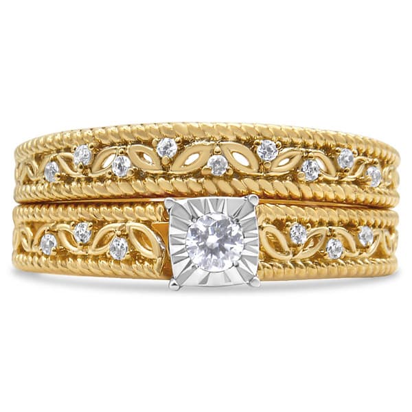 Haus of Brilliance 14kt. Gold Plated 1/5ctw. Diamond Bridal Set