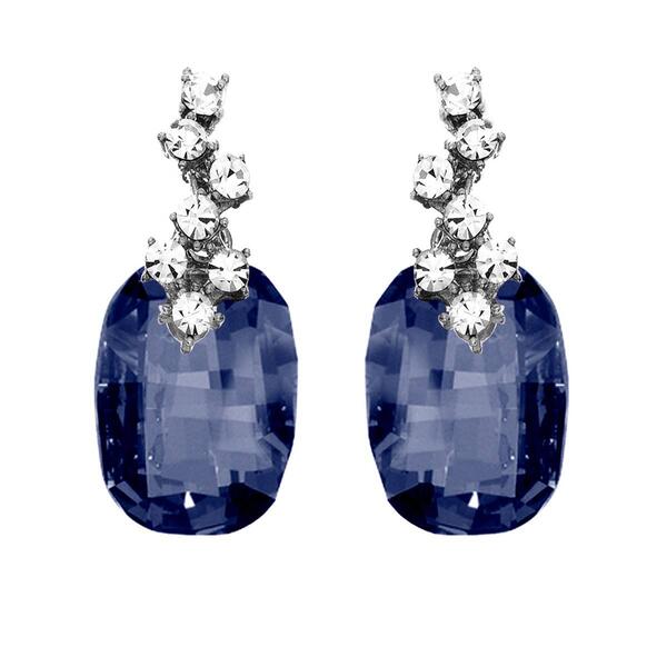 Crystal Colors Silver Plated Emerald Cut Crystal Drop Earrings - image 