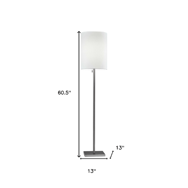 HomeRoots 61in. Silver Floor Lamp With Fabric Shade