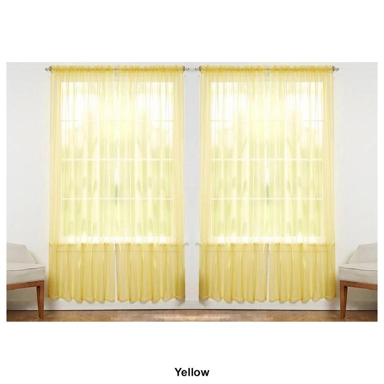 J&V Textiles Sheer Rod Pocket Curtain Panels