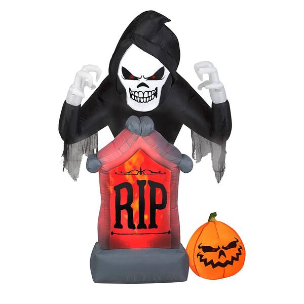 National Tree Airblown&#40;R&#41; 6ft. Inflatable Reaper with Tombstone - image 