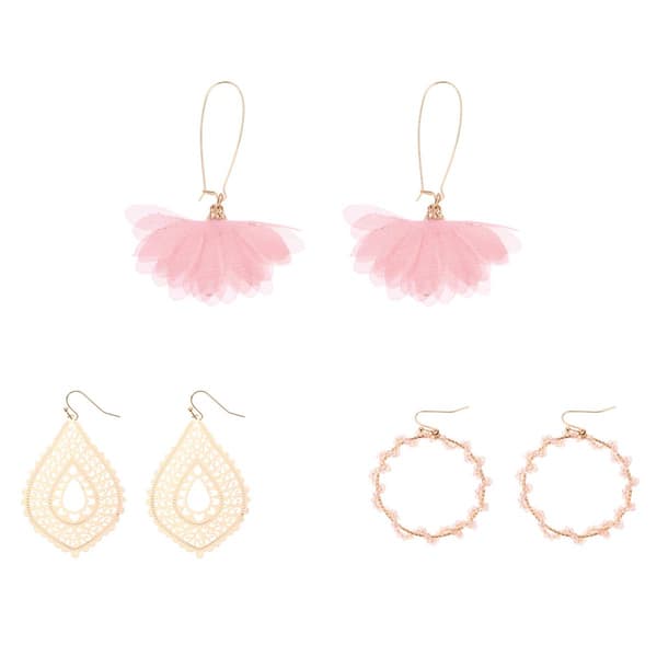Ashley Cooper(tm) Filigree Flower Beaded Trio Earrings - image 