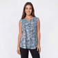 Petite Napa Valley Sleeveless Floral Leaf Pleat Henley Blouse - image 1