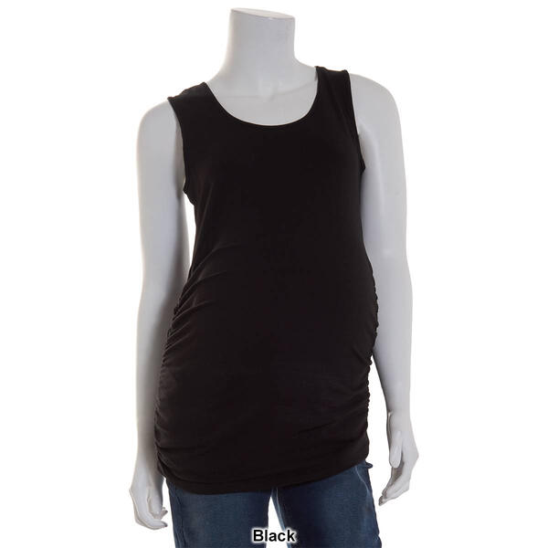 Womens Times Two Side Ruched Solid Maternity Tank Top
