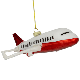 Northlight 5.75in. White & Red Airplane Glass Christmas Ornament