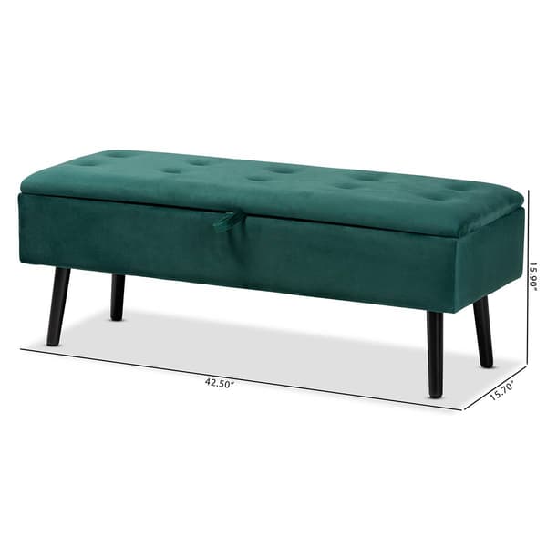 Baxton Studio Caine Velvet Fabric Wood Storage Bench