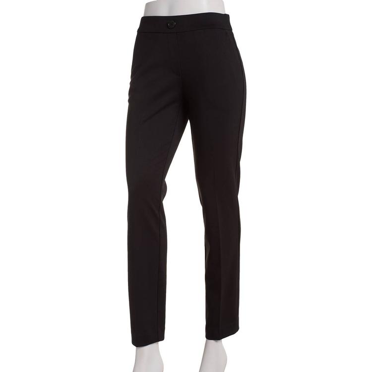 Womens Anne Klein Pull On One Button Solid Faux Fly Pants