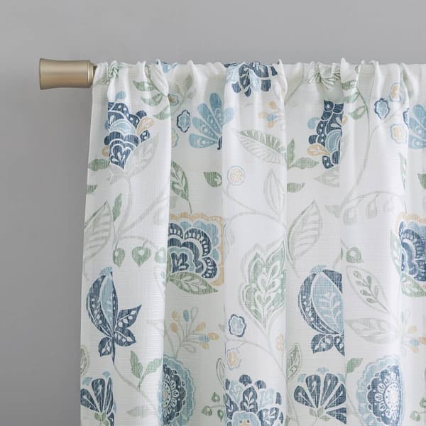 Selah Print Jacobean Rod Pocket Sheer Panel Curtain