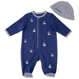 Baby Boy &#40;NB-9M&#41; Little Me Sailboats Footed Sleeper & Hat