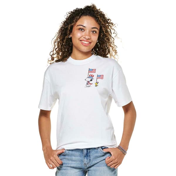 Juniors C-Life USA Peanuts Boyfriend Tee - image 