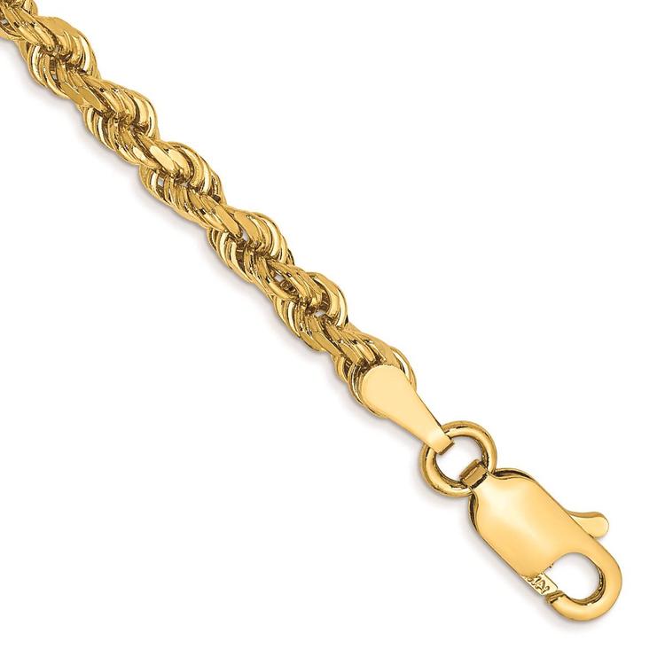 Gold Classics(tm) 3.20mm. 14kt. Diamond Cut Rope Chain Bracelet