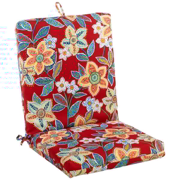 Jordan Manufacturing Grid Flowers Chair Pad - Red/Orange - image 