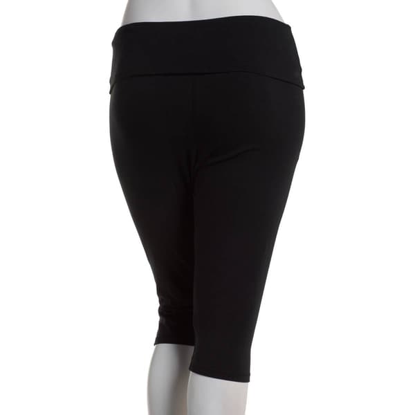 Juniors Plus No Comment Fold Over Capri Leggings