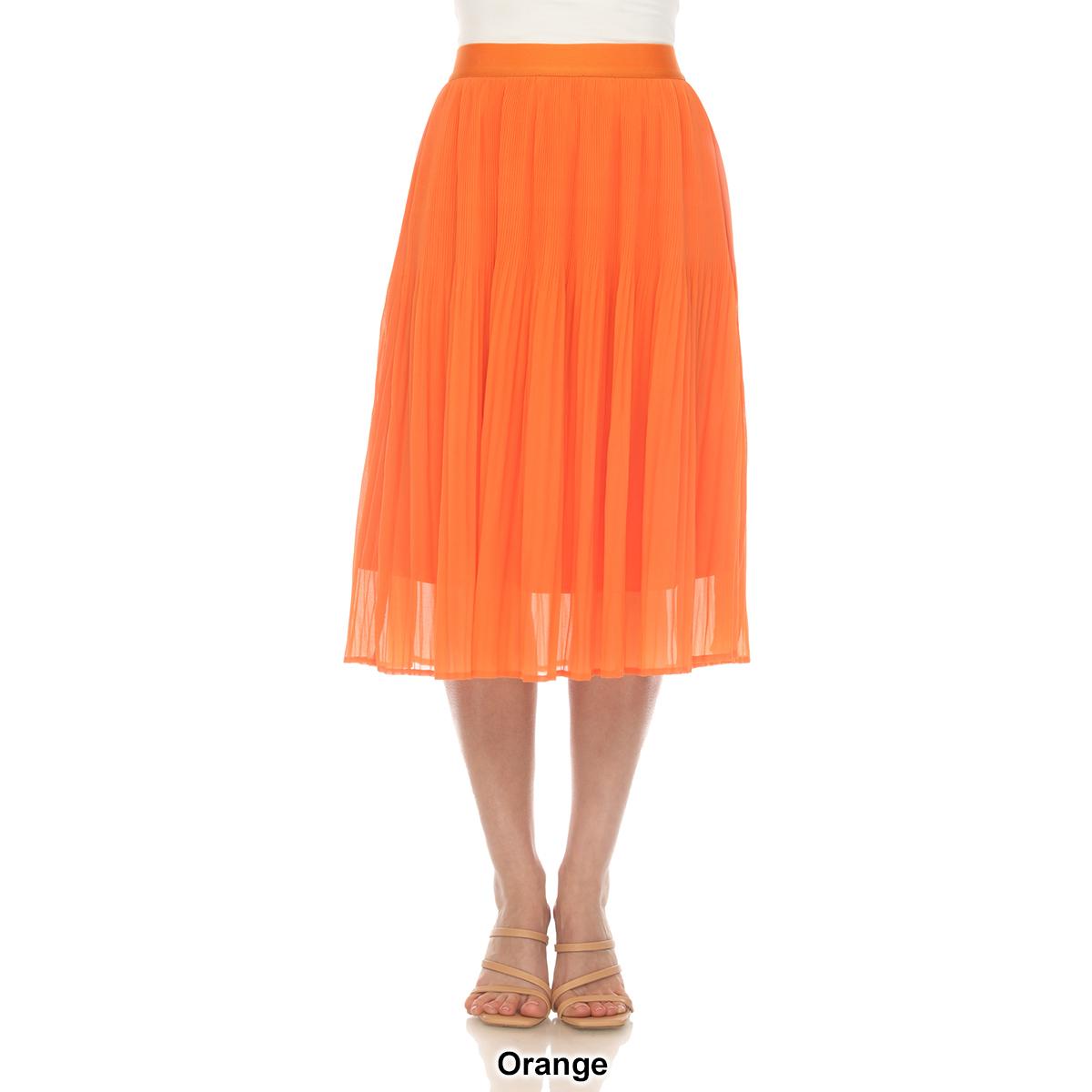 Womens White Mark Chiffon Pleated Midi Skirt