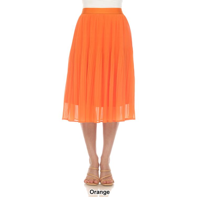 Womens White Mark Chiffon Pleated Midi Skirt