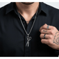 Mens Iron Saints Stainless Steel Rope Chain with Scissor Pendant - image 5