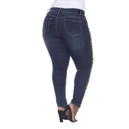 Plus Size White Mark® Cheetah Panel Denim Jeans