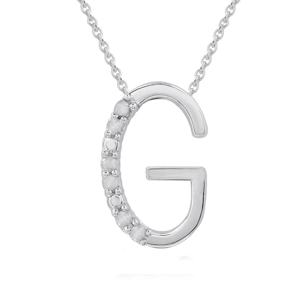 1/20cttw. Natural Diamond Sterling Silver Letter G Pendant - image 