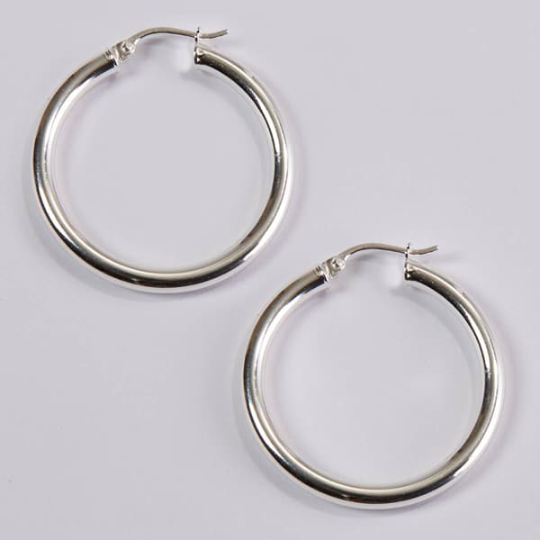 Sterling Silver 2x35mm Polished Hoop Earrings - image 