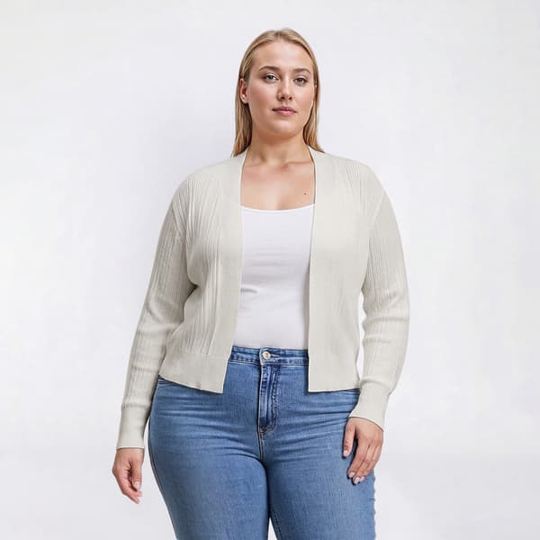 Plus Size Preswick & Moore(R) Drop Needle Open Front Cardigan - image 