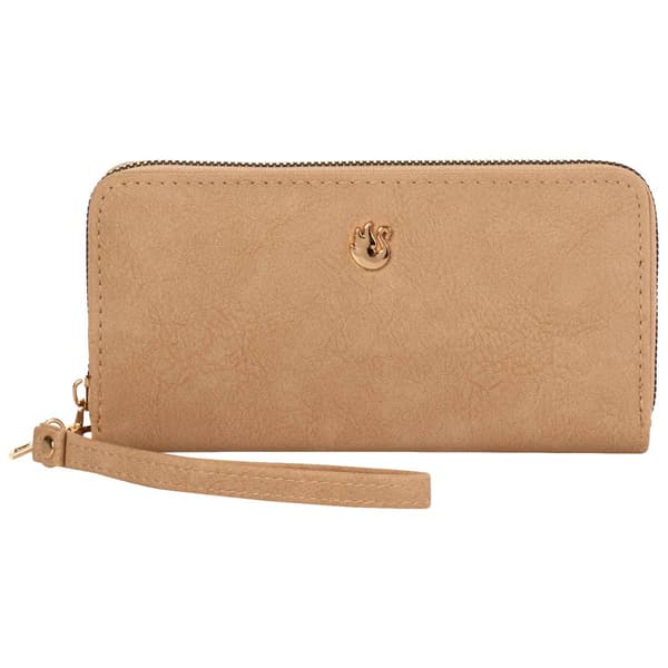 Womens Gloria Vanderbilt Nubuck Large Zip Around Wristlet - image 