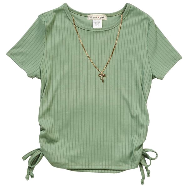 Girls (7-12) Dream Girl Side Cinch Tee w/ Bow Necklace