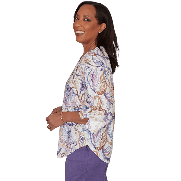 Womens Alfred Dunner Grand Bazaar 3/4 Sleeve Floral Blouse