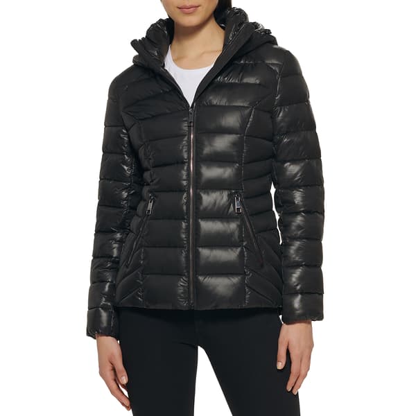 Womens Guess Short Hooded Puffer Coat - image 