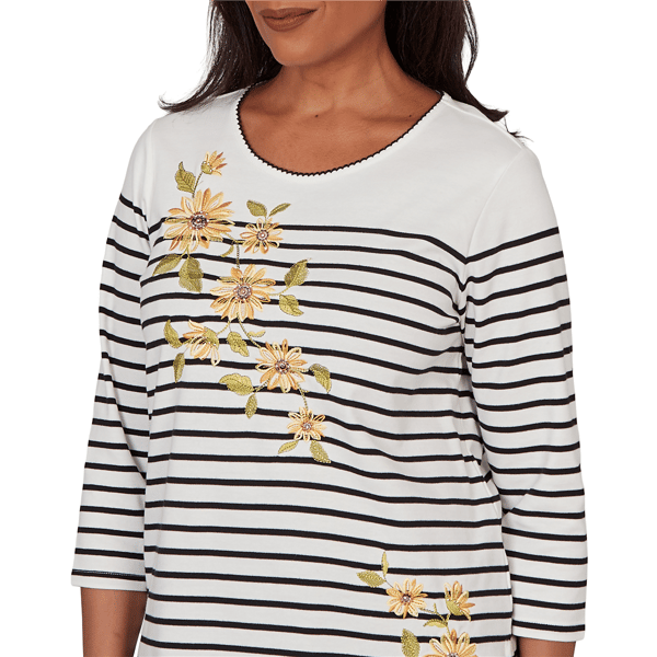 Petite Alfred Dunner Classics Sunflower Stripe Blouse