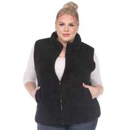 Plus Size White Mark Zip Up Sherpa Vest