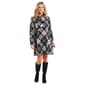 Womens Madison Leigh Long Sleeve Plaid Hacci Tie Neck Dress - image 1