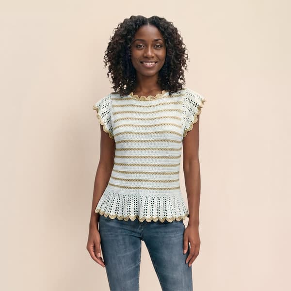 Womens MNK Flutter Sleeve Stripe Tie Back Sweater - image 