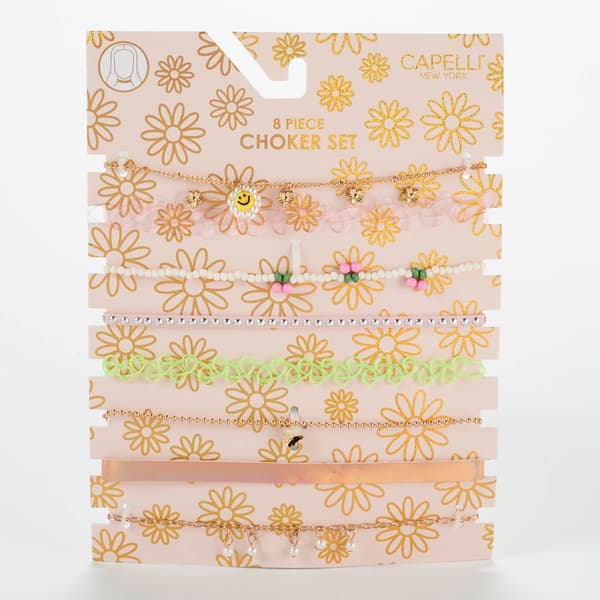 Girls Capelli New York&#40;R&#41; 8pk. Choker Set w/ Floral Gems - image 