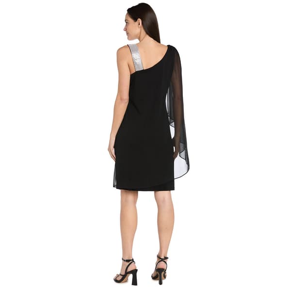 Womens R&M Richards One Shoulder Rhinestone Strap Sheath Dress
