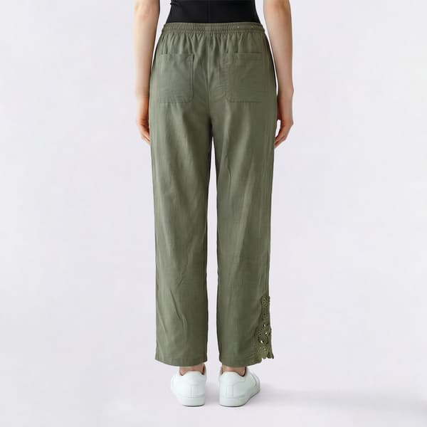 Juniors No Comment Linen Like Crochet Inset Pull On Pant