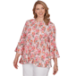 Plus Size Ruby Rd. Renaissance Romance Bell Sleeve Floral Blouse - image 2