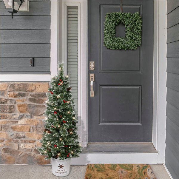 Puleo International 4.5ft. Pre-Lit Potted Pine Christmas Tree